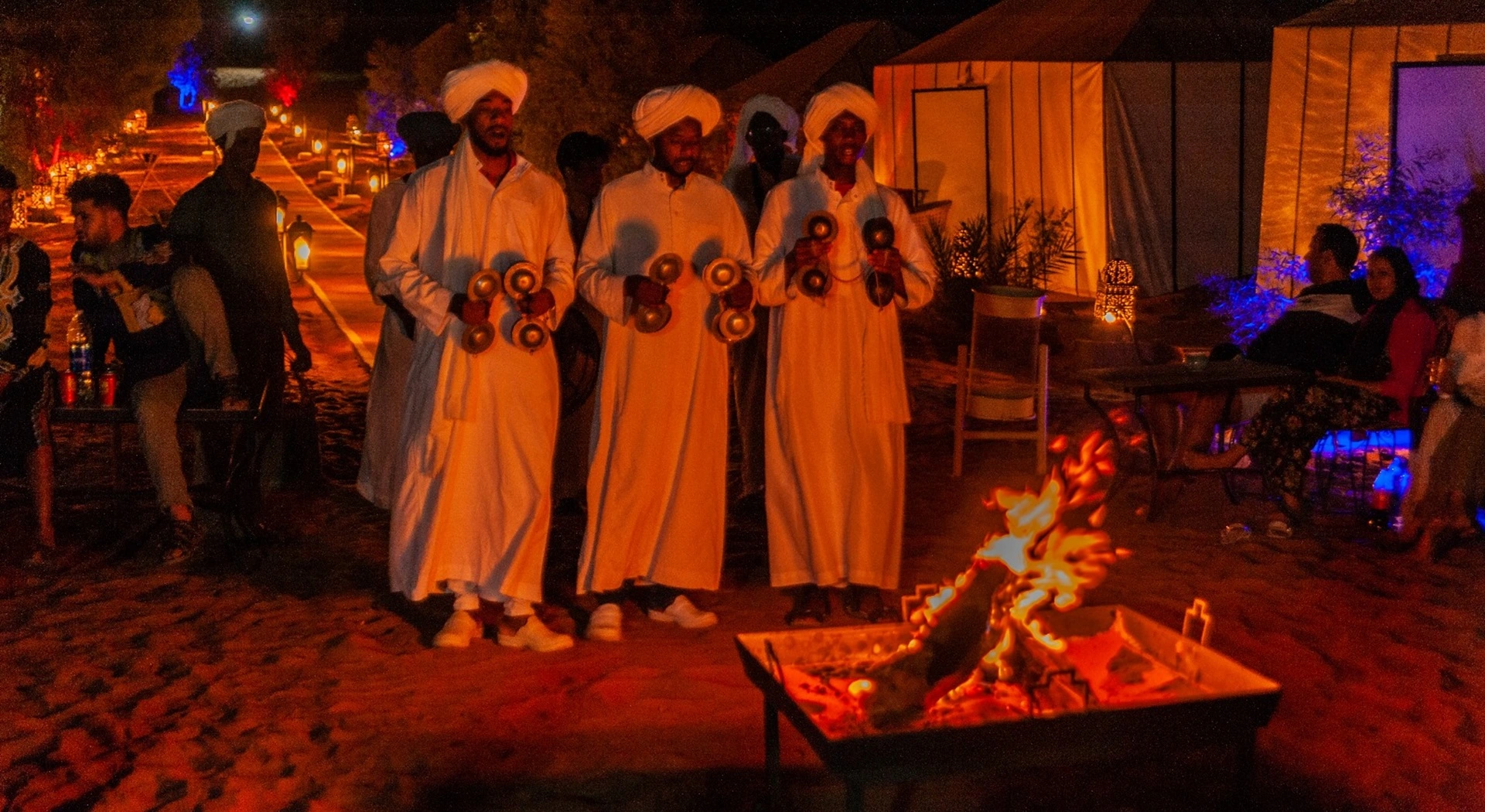 Campfire experience in the Merzouga Sahara Desert -Morocco